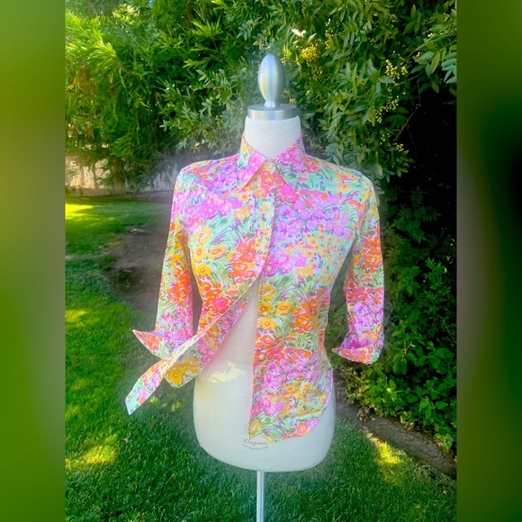 Ralph Lauren Floral 💐Button Down Shirt - Pink, Yellow, Green - Picture 2 of 6